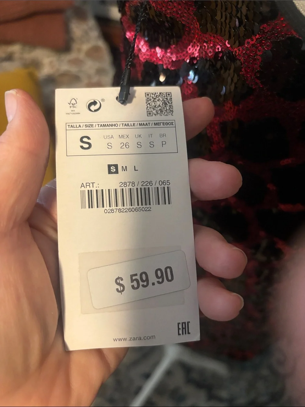 Zara Red & Black Sequin Leopard Slip Dress